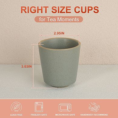 6oz Yunomi Tea Cup Set of 4, Ceramic Matcha Cup for Hot Tea and Matcha