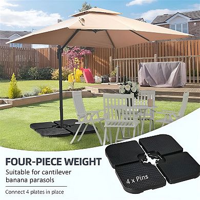 Fillable Outdoor Umbrella Base Plates, Sand or Water for Garden, Deck, or Patio - Black