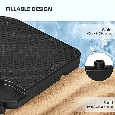Fillable Outdoor Umbrella Base Plates, Sand or Water for Garden, Deck, or Patio - Black