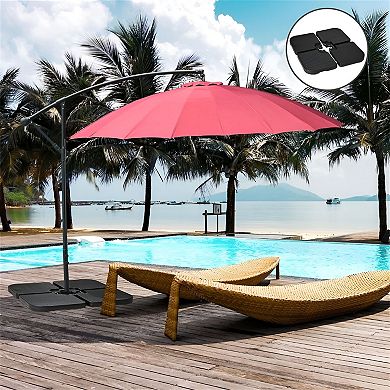 Fillable Outdoor Umbrella Base Plates, Sand or Water for Garden, Deck, or Patio - Black