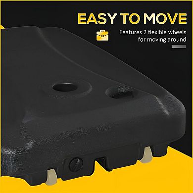Offset Patio Umbrella Base Stand with T-Shaped Cross Base, Sand or Water Fill - Black