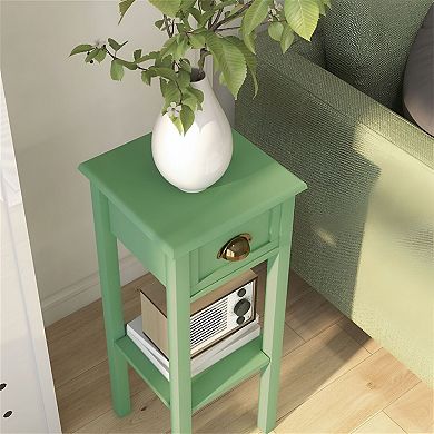 Slim Storage Table with Drawer and Shelf for Bedroom, Living Room, or Entryway