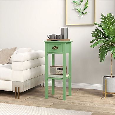 Slim Storage Table with Drawer and Shelf for Bedroom, Living Room, or Entryway