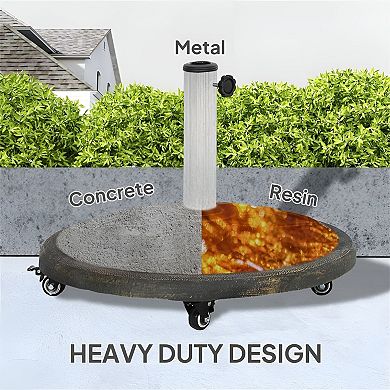 Outdoor Umbrella Base 21.5 inch Round Weighted Stand with Steel Pole