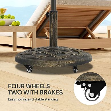 Outdoor Umbrella Base 21.5 inch Round Weighted Stand with Steel Pole
