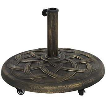 Outdoor Umbrella Base 21.5 inch Round Weighted Stand with Steel Pole