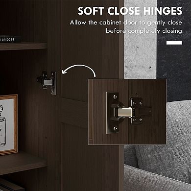 Tall Storage Cabinet with Door and Adjustable Shelf for Living Room or Office