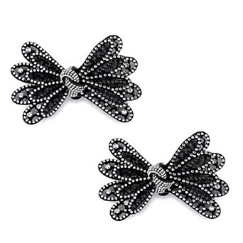 2 pc Women's Bow Shoe Clips Rhinestone Satin Shoe Buckle Removable Decorative Clips for Heels Flats