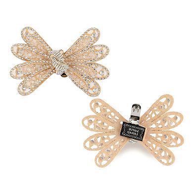 2 PCS Women's Bow Shoe Clips Rhinestone Satin Shoe Buckle Removable Decorative Clips for Heels Flats