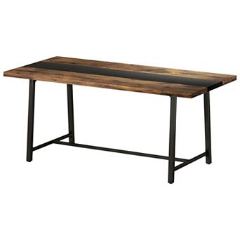 Industrial-Style Wood and Steel Dining Table Seats 6-8 Home or Office Us
