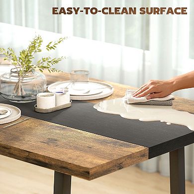 Industrial-Style Wood and Steel Dining Table Seats 6-8 Home or Office Us