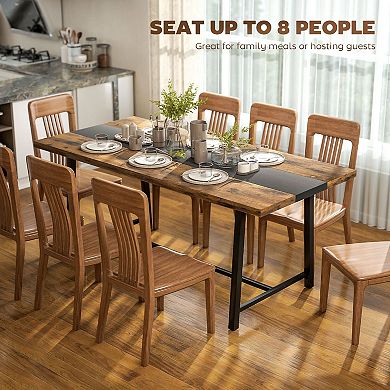 Industrial-Style Wood and Steel Dining Table Seats 6-8 Home or Office Us