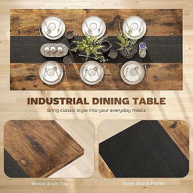 Industrial-Style Wood and Steel Dining Table Seats 6-8 Home or Office Us