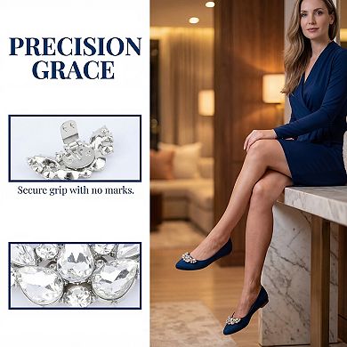 2 PCS Women's Rhinestone Shoe Clips Crystal Wing Clips for Heels and Flats