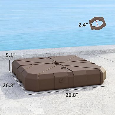 Cross-Base Umbrella Stand for 2.4" Offset Patio Umbrellas, Fillable Sand or Water - Brown