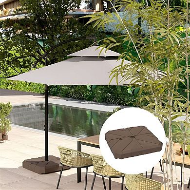 Cross-Base Umbrella Stand for 2.4" Offset Patio Umbrellas, Fillable Sand or Water - Brown