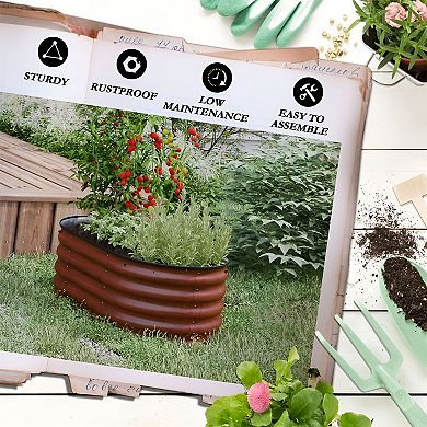 Galvanized Steel Raised Garden Bed Kit for Vegetables, Herbs and Flowers