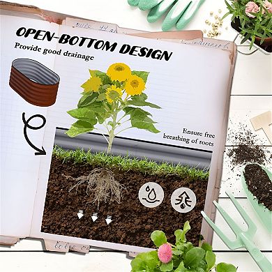 Galvanized Steel Raised Garden Bed Kit for Vegetables, Herbs and Flowers