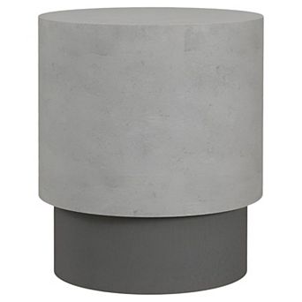 Grey Concrete Look End Table, Small Modern Accent Table for Patio or Living Room
