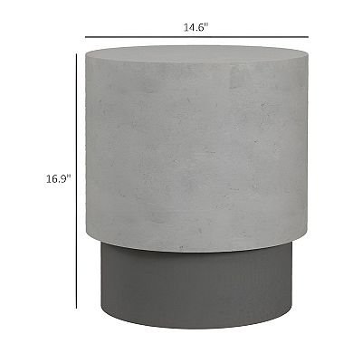 Grey Concrete Look End Table, Small Modern Accent Table for Patio or Living Room