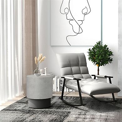 Grey Concrete Look End Table, Small Modern Accent Table for Patio or Living Room