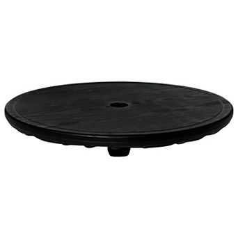 Round Patio Umbrella Table for 1.5" Pole, 19.75 inch Outdoor Drink Tray Shelf - Black