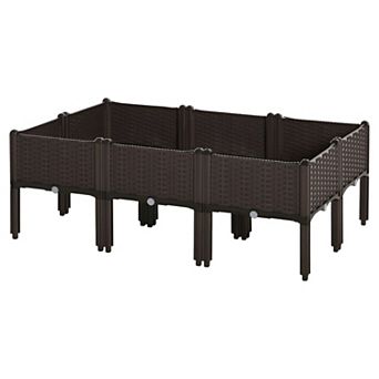 Raised Garden Planter Box for Patio Deck Balcony with Water Plug, 15.75 inch - Brown