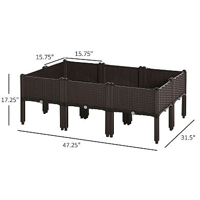 Raised Garden Planter Box for Patio Deck Balcony with Water Plug, 15.75 inch - Brown