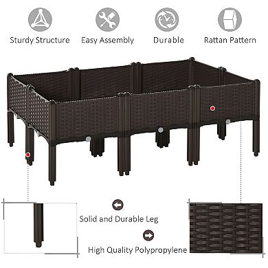 Raised Garden Planter Box for Patio Deck Balcony with Water Plug, 15.75 inch - Brown