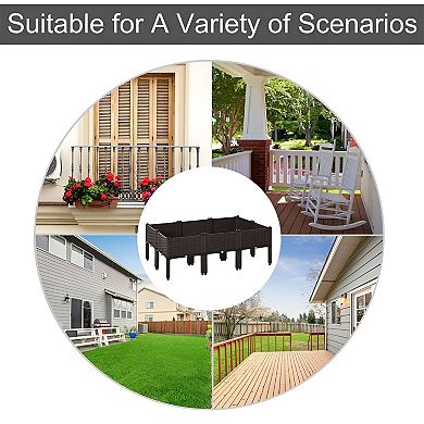Raised Garden Planter Box for Patio Deck Balcony with Water Plug, 15.75 inch - Brown