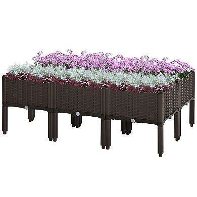 Raised Garden Planter Box for Patio Deck Balcony with Water Plug, 15.75 inch - Brown