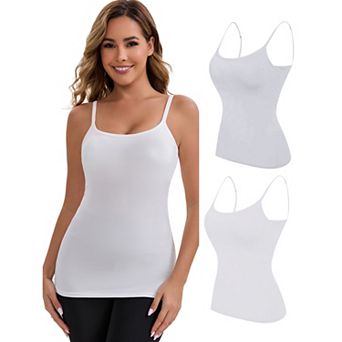 Women's Adjustable Spaghetti Straps Tank Top Wireless Cup Slimming U Back Undershirts 3 Packs