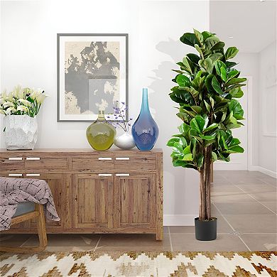 Faux Fiddle Leaf Fig Tree with Pot Large Artificial Floor Plant for Living Room