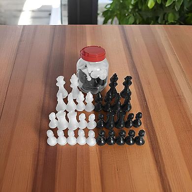 32-Piece Replacement Chessmen Set with Portable Storage Bucket