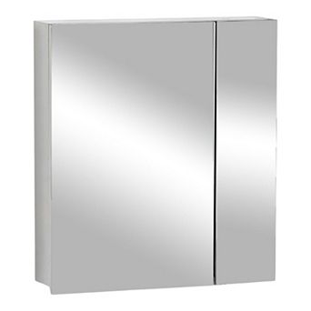 Stainless Steel Mirrored Cabinet with Shelves, Bathroom Storage Organizer - Silver