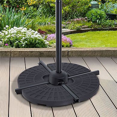 Fillable Outdoor Umbrella Bases with UV Protection for Garden, Deck, or Patio Use - Black