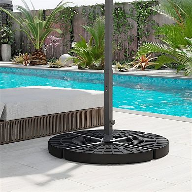 Fillable Outdoor Umbrella Bases with UV Protection for Garden, Deck, or Patio Use - Black