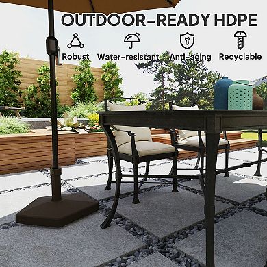 Patio Umbrella Stand Fillable with Sand or Water for Garden or Pool Use - Brown