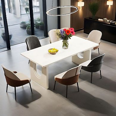 Rectangular Dining Table for 68 People, 70.8 Inch MDF Kitchen and Dining Room Table - White
