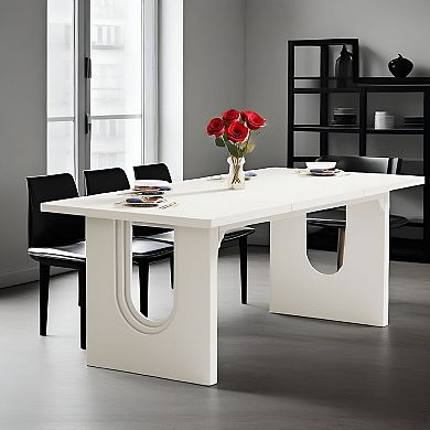 Rectangular Dining Table for 68 People, 70.8 Inch MDF Kitchen and Dining Room Table - White