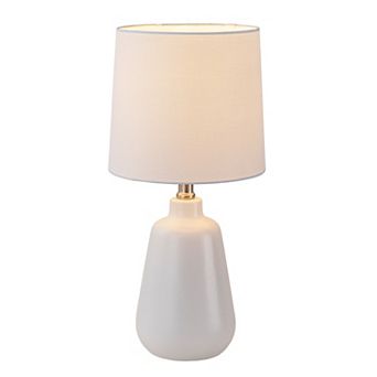 C Cattleya 18.5-Inch Modern Minimalist White Ceramic Table Lamp with Linen Shade