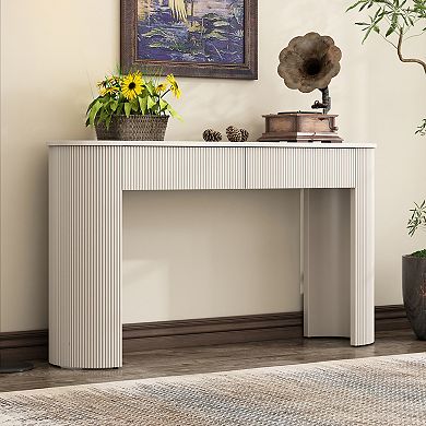 KWPZQEB Modern Fluted Design Console Table with 2 Storage Drawers for Entryway, Living Room