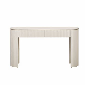 KWPZQEB Modern Fluted Design Console Table with 2 Storage Drawers for Entryway, Living Room