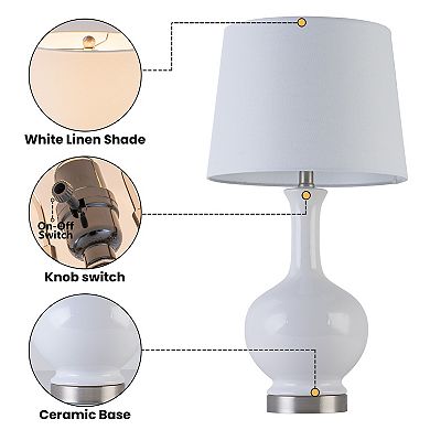 C Cattleya 23-Inch Modern Ceramic Table Lamp with Fabric Shade