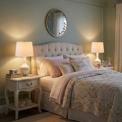 C Cattleya 23-Inch Modern Ceramic Table Lamp with Fabric Shade