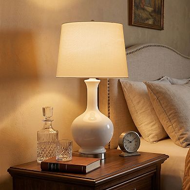 C Cattleya 23-Inch Modern Ceramic Table Lamp with Fabric Shade