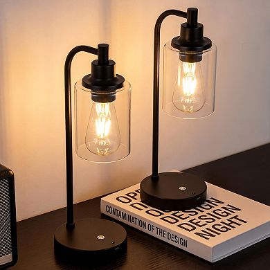 C Cattleya 2-Pack 16-Inch 3CCT Dimmable Cordless Table Lamp with ST64 Led Bulbs and Remote Control