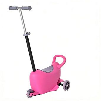 3-in-1 Kids Ride-On Push Car, Adjustable Handlebar, 3 Balance Wheels, Removable Storage Seat, Pink