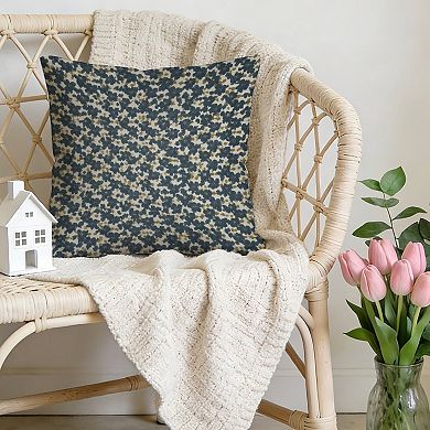 Outdoor Decorative Throw Pillow Cover, 18", 1 Pack, Mughal Floral Blue Navy Blue