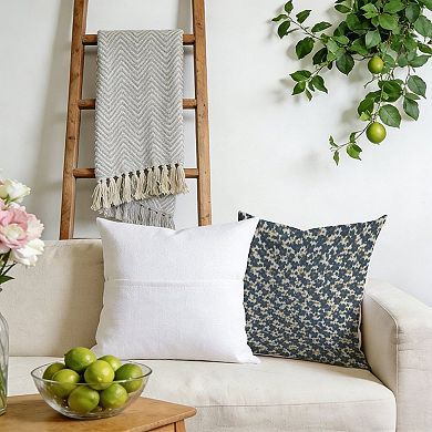 Outdoor Decorative Throw Pillow Cover, 18", 1 Pack, Mughal Floral Blue Navy Blue